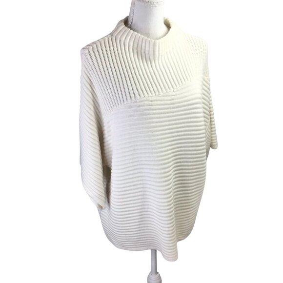 Chico's Cashmere Blend Sweater NWT Pullover Textured Stitch Size 2 or Large Ecru - Picture 7 of 7